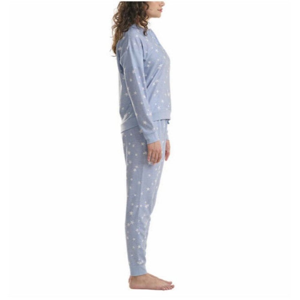 Splendid Womens Pajamas Blue Stars 2-Piece Top Jogger Lounge Pocket Soft Size XS - Picture 2 of 5